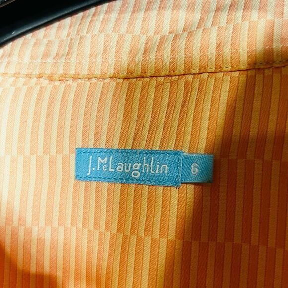 J. McLaughlin Orange White 3/4 length Button Collared Shirt - Picture 2 of 10